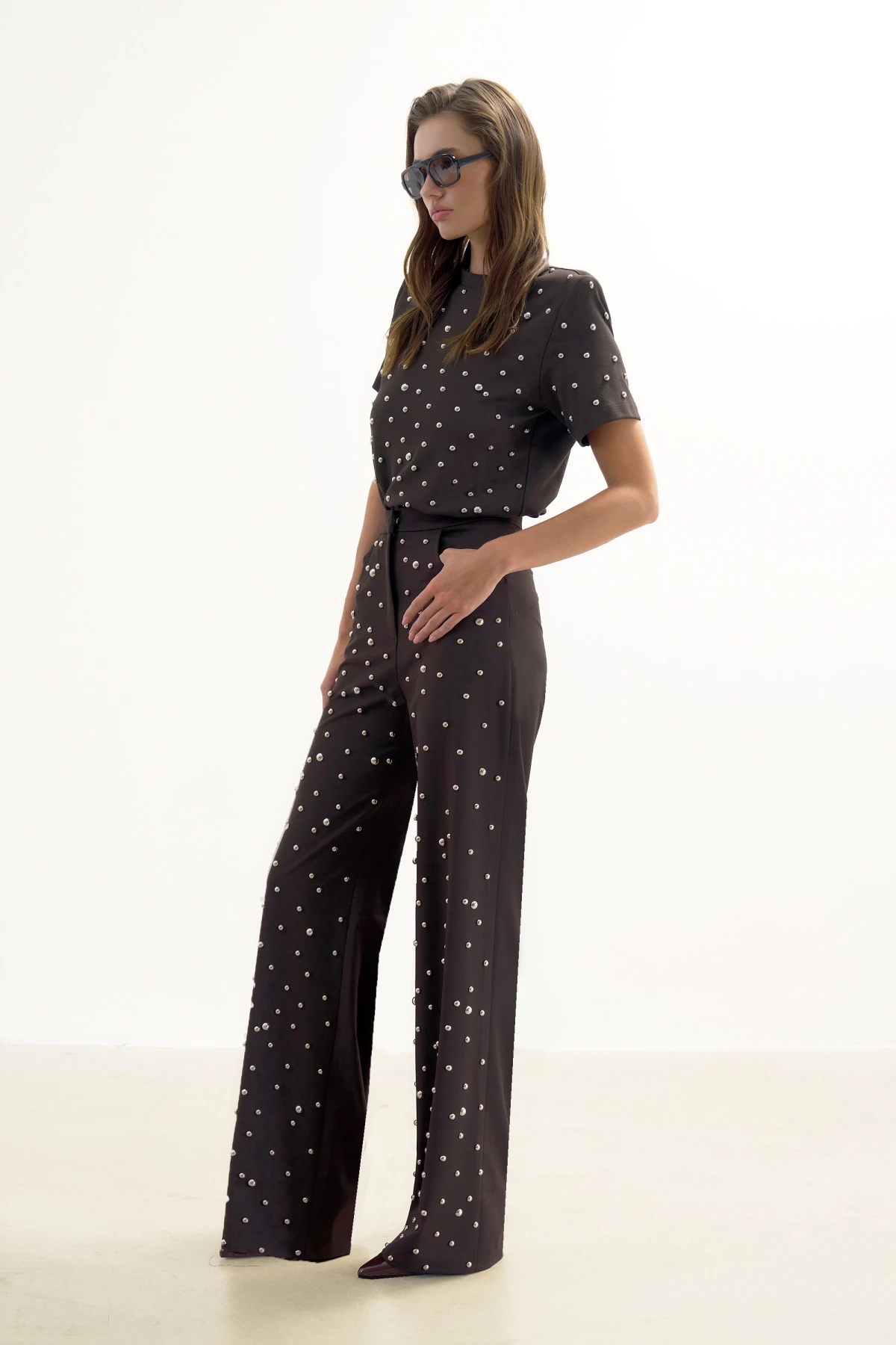 METALİK TAŞ BASKILI PANTOLON