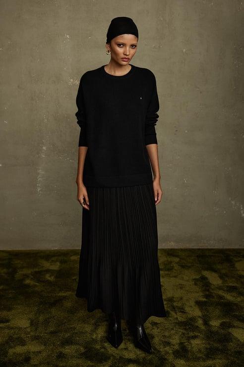 Siyah Caroline Basic İnce Kazak