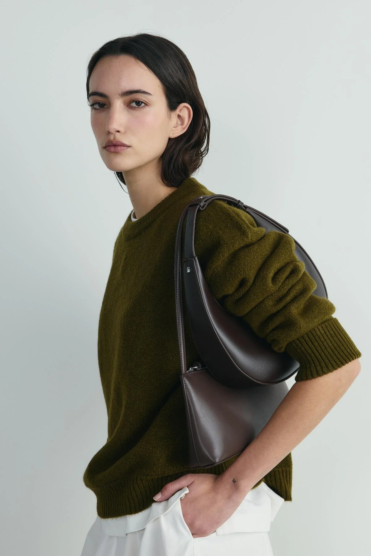 Kahverengi Rosa Mini Deri Çanta