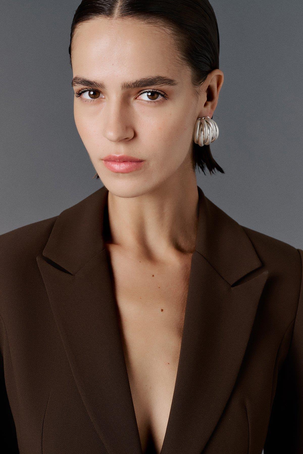 Fitted Kesim Blazer Ceket kahve