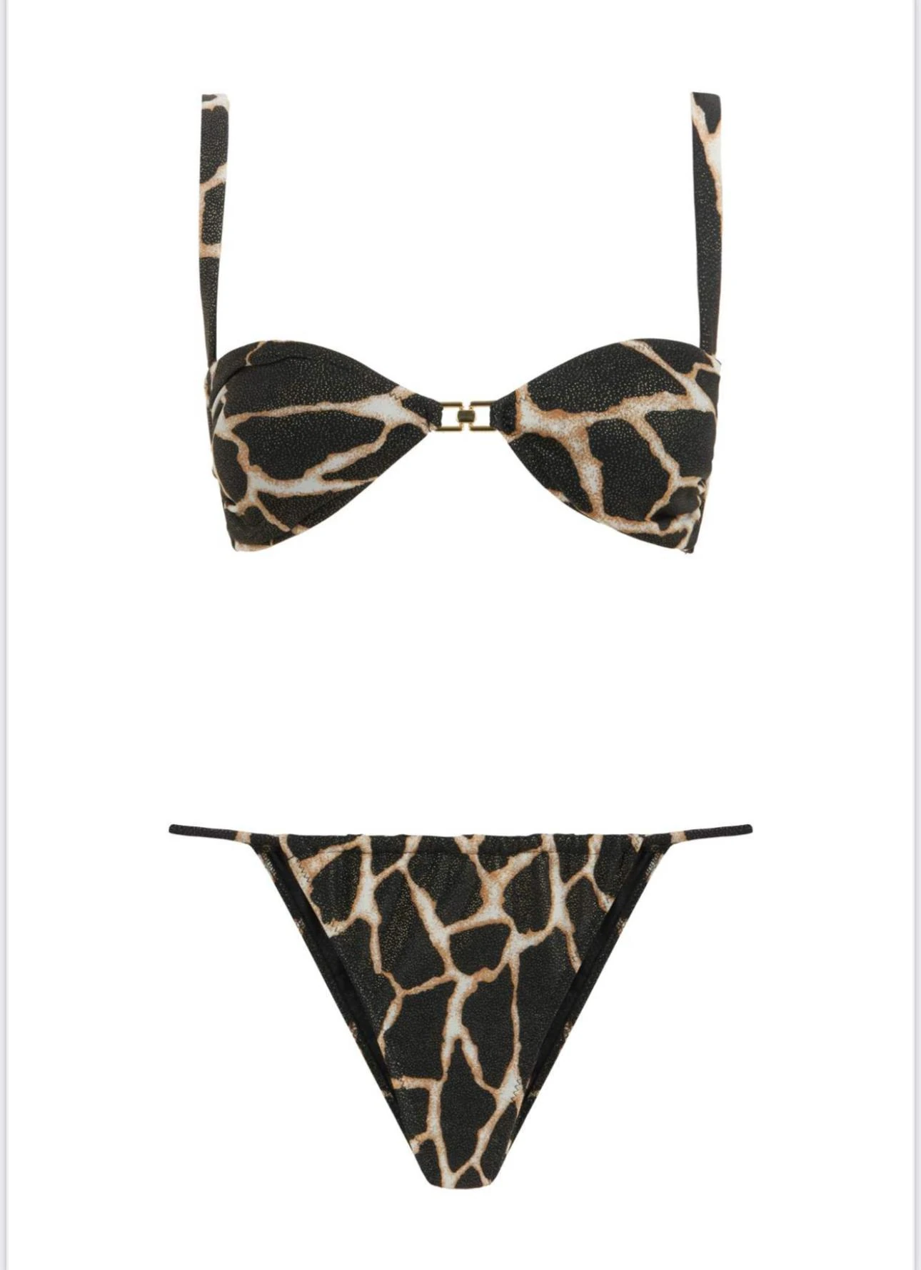 Desenli Aksesuarlı Straplez Bikini Takım