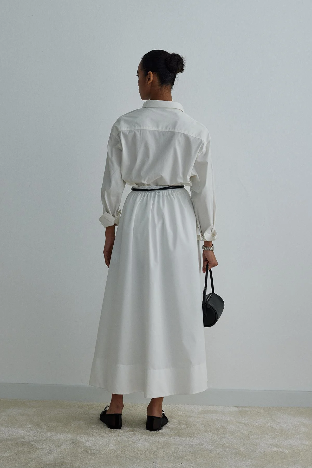 Ekru Day Poplin Kloş Etek