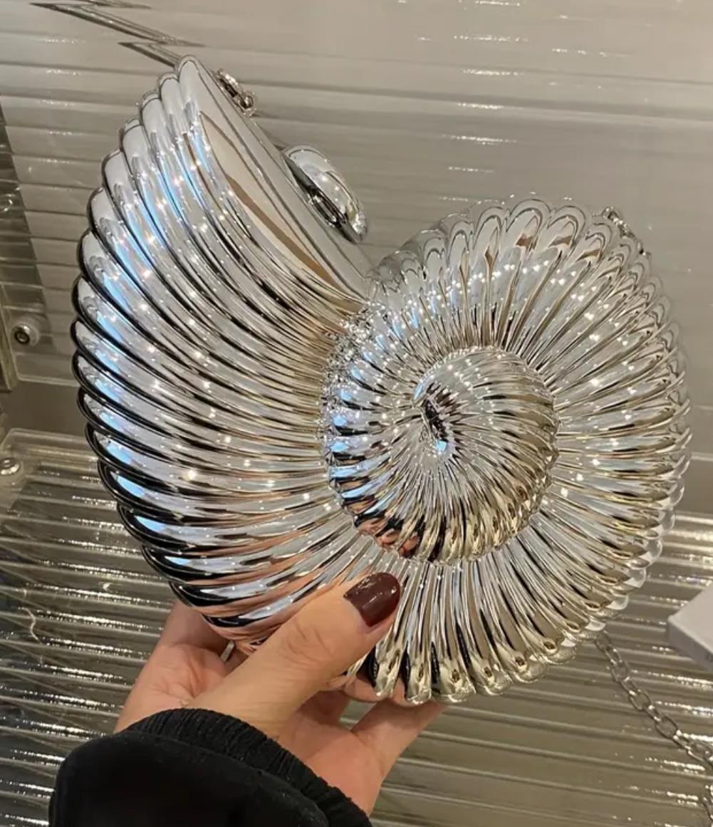 deniz kabugu canta silver