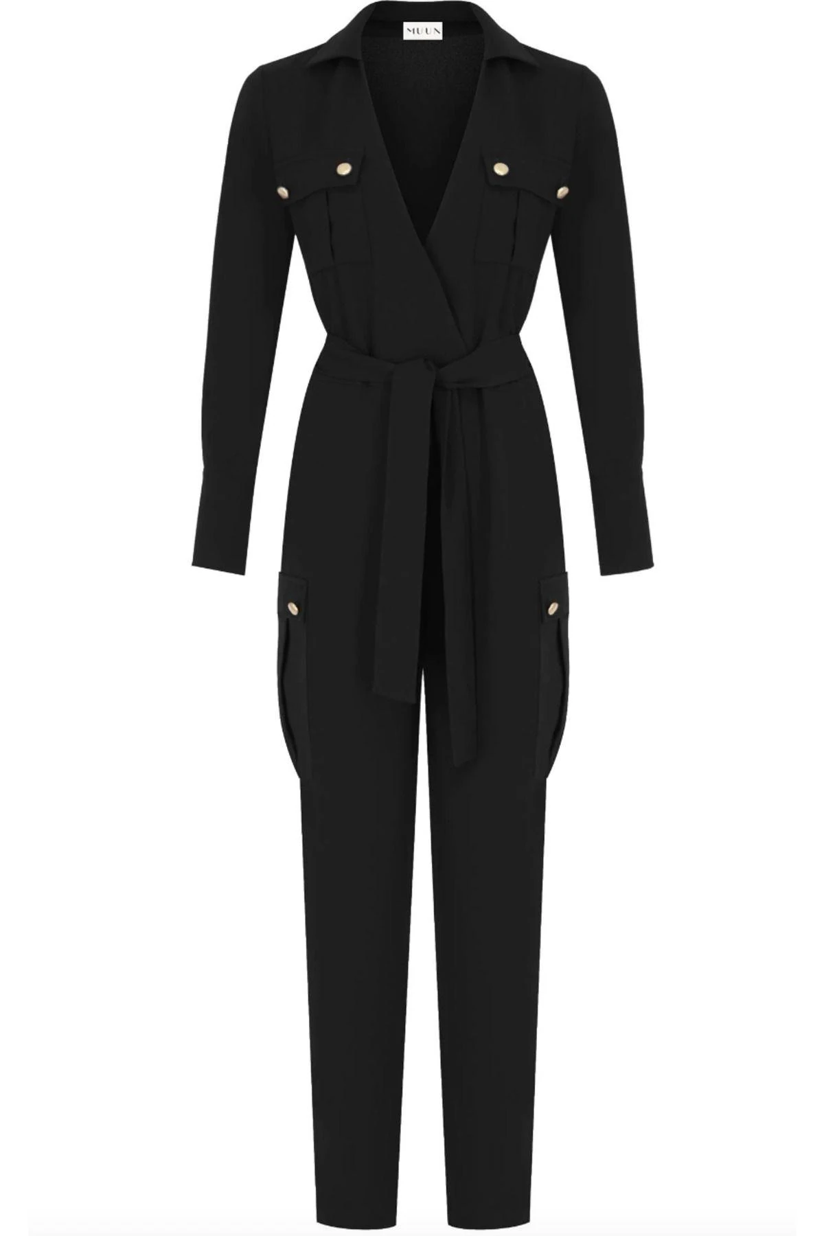 Siyah Düğme Detaylı Tulum