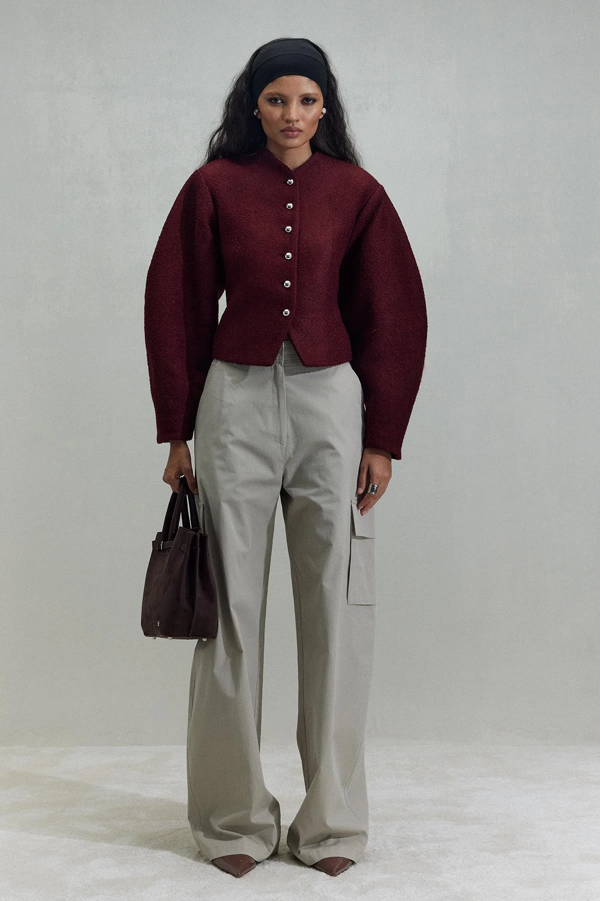 Bordo Gigi Belden Oturtmalı Ceket