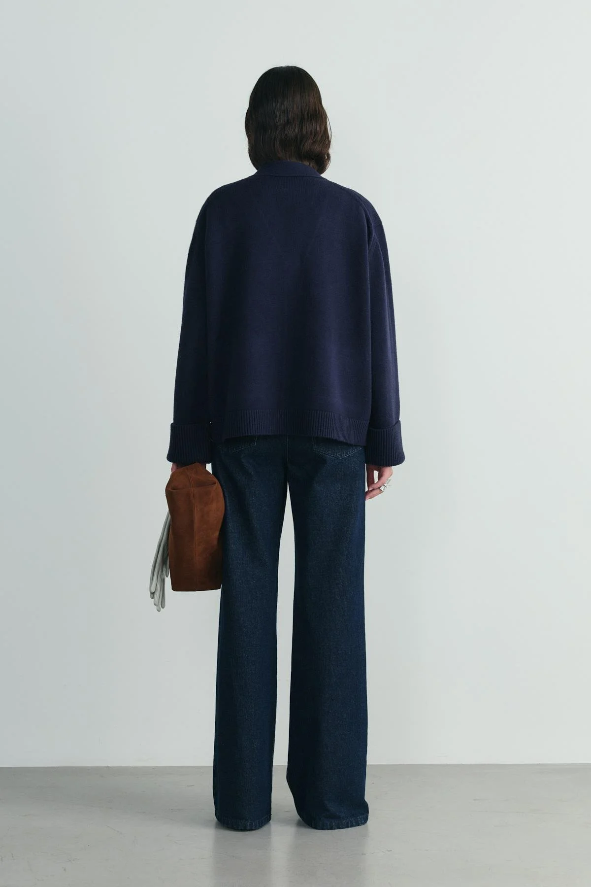 Lacivert Ura Triko Düğmeli Hırka