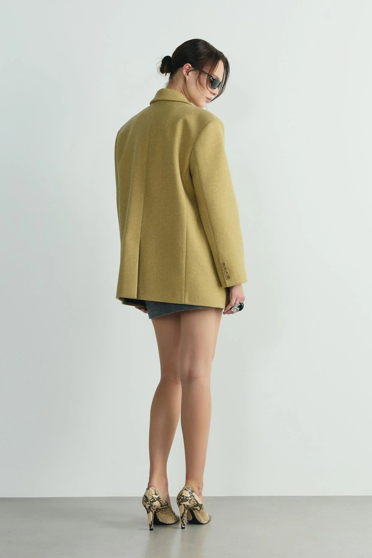 Sarı Gina Kaşe Blazer Ceket