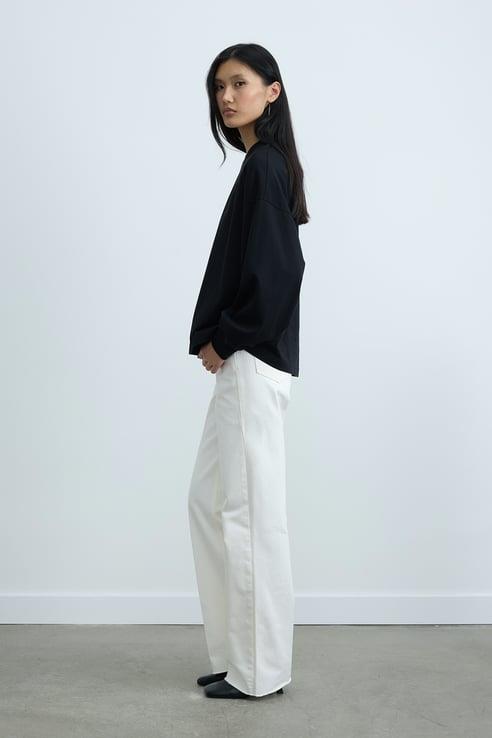 Siyah Dune Oversize Manşetli Tişört