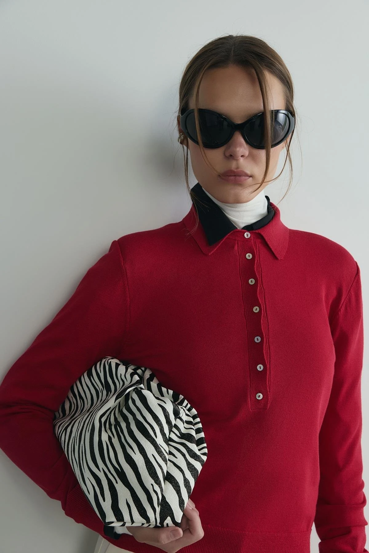 Cove Zebra Büzgülü El Çantası