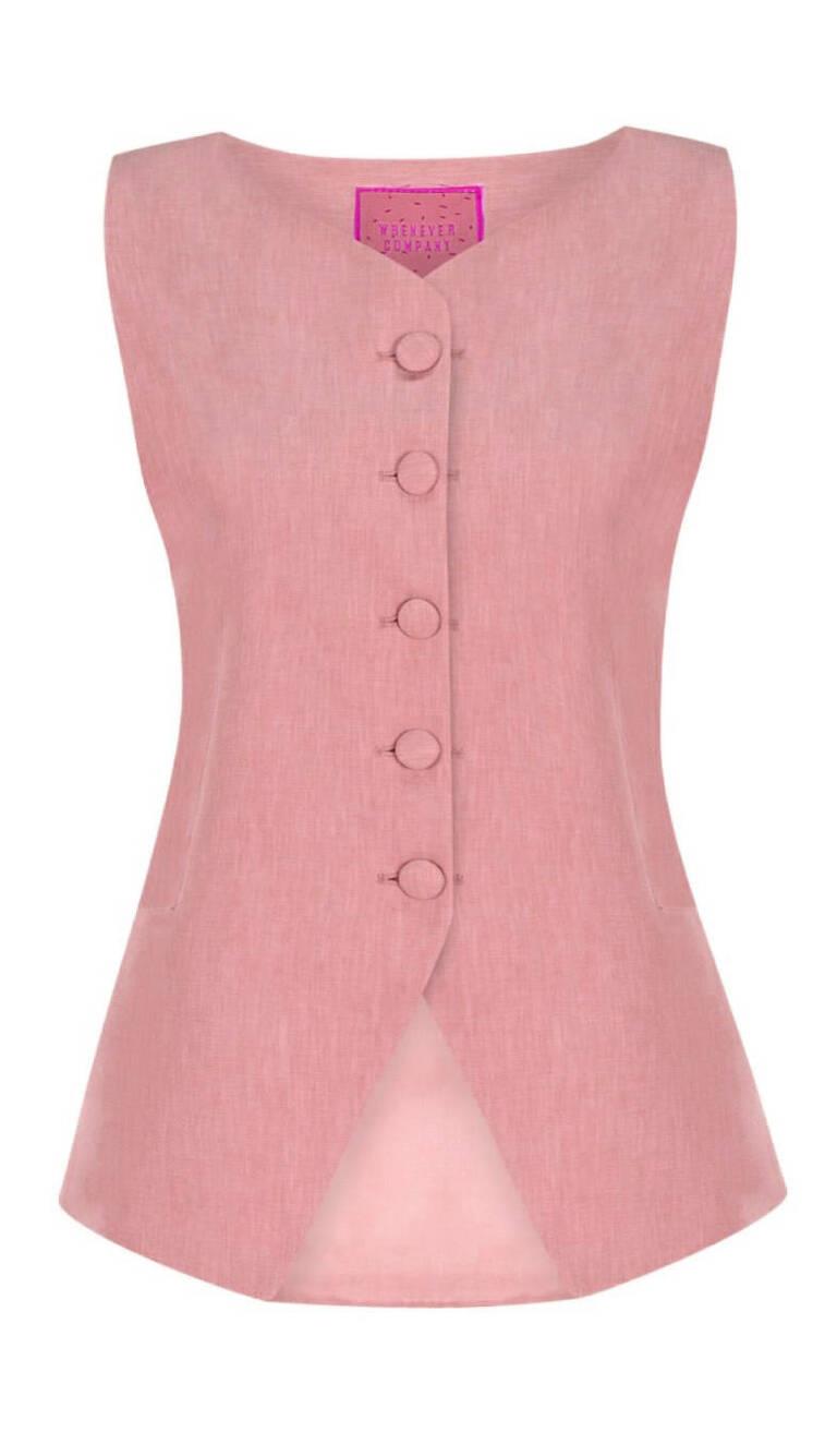 Gül Kurusu Fit Önden Düğmeli Yelek