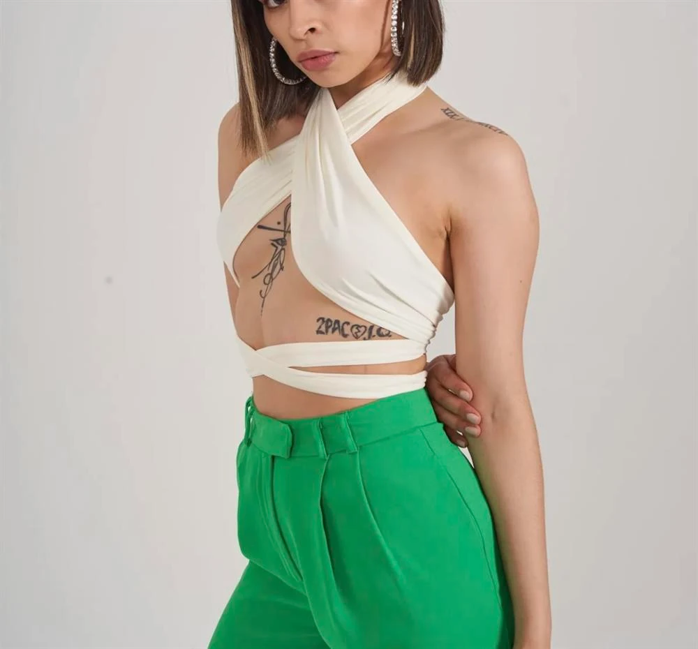 Bağlamalı Top Model Wrap Bej