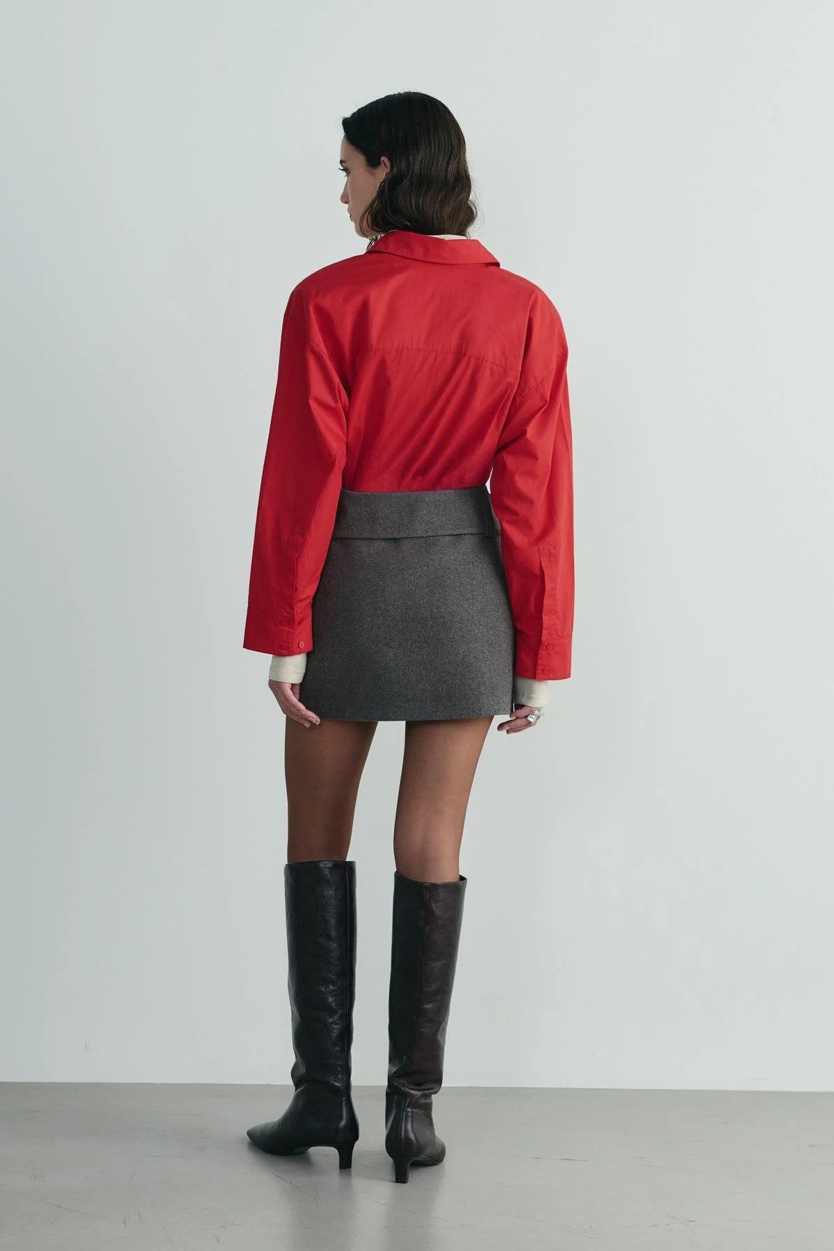 Kahverengi Blair Kemerli Kaşe Mini Etek