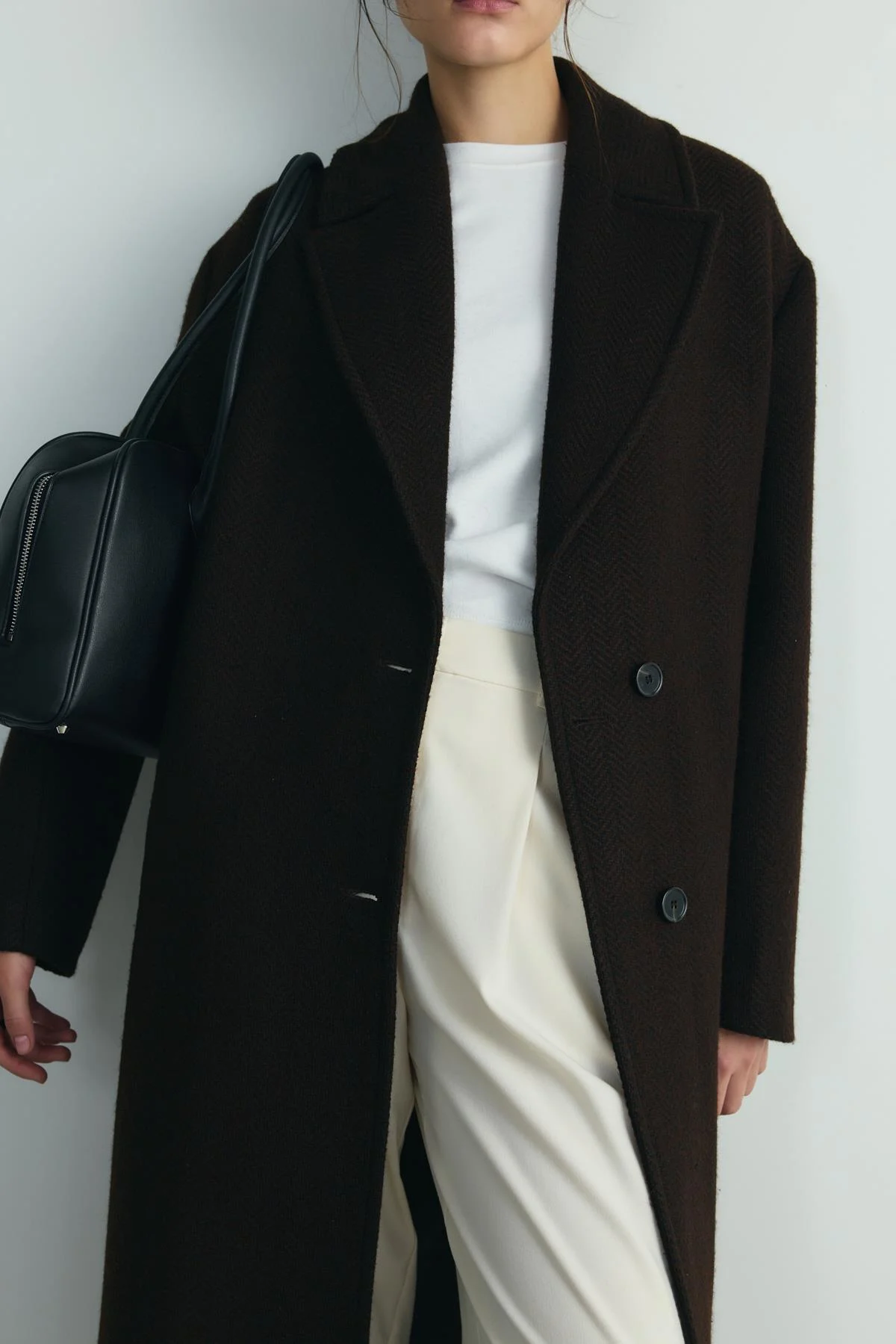 Acı Kahve Dora Uzun Oversize Kaban