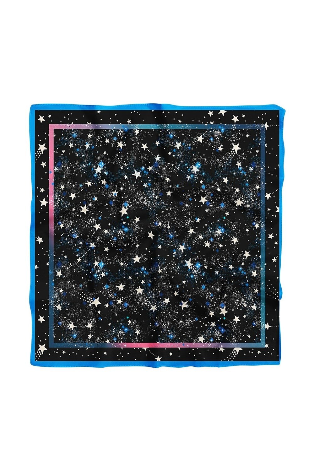 Kadın Mavi Siyah Yıldız Desenli Bandana 50x50
