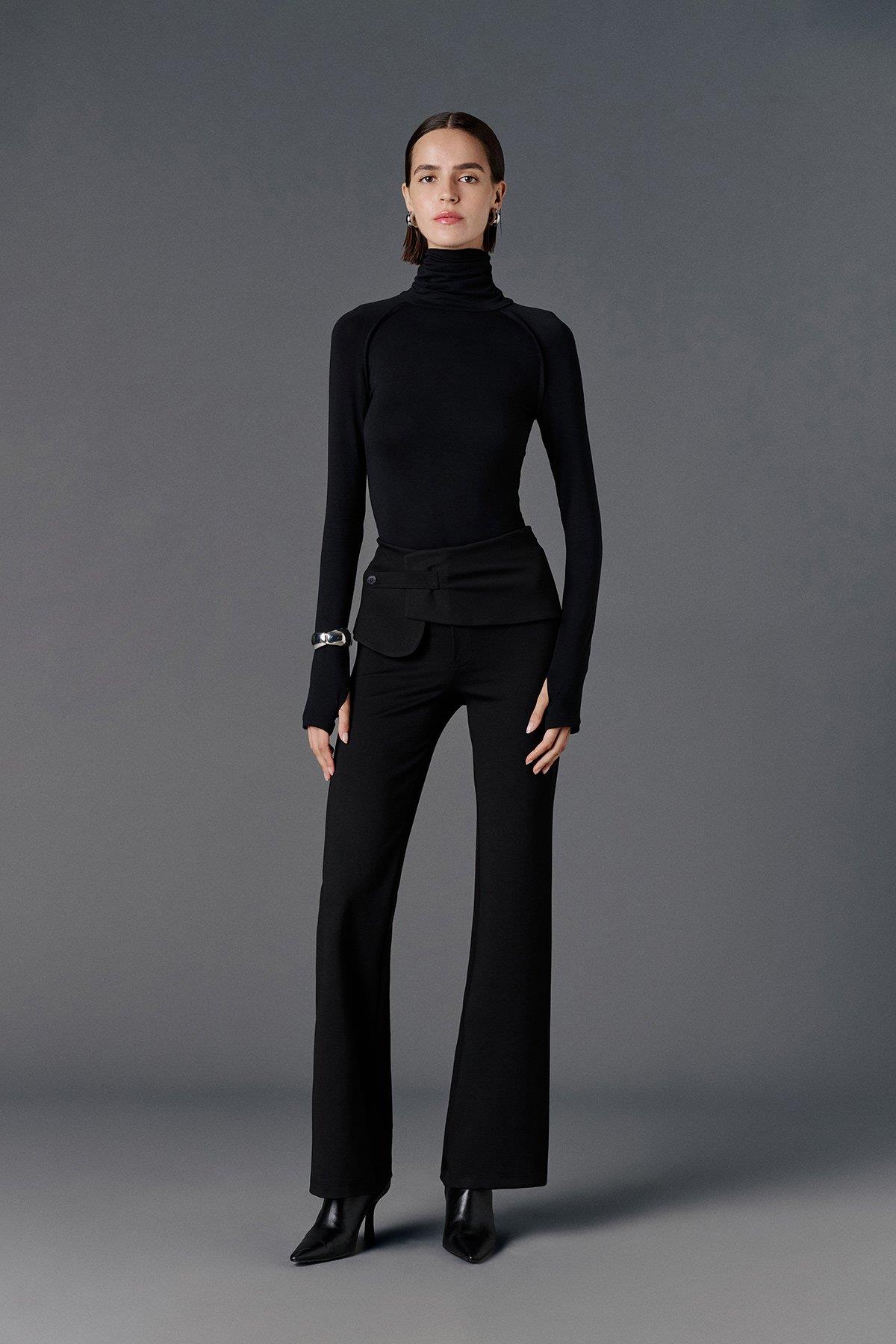 İspanyol paça noir pantolon siyah