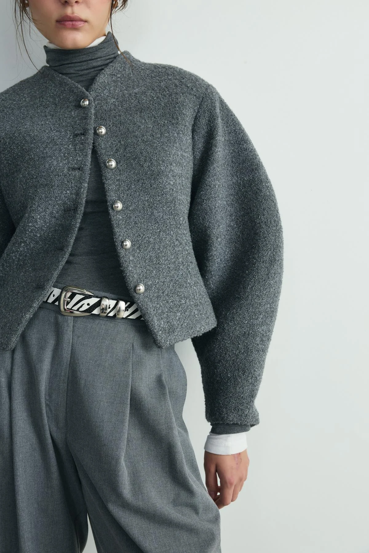 Füme Gigi Belden Oturtmalı Ceket