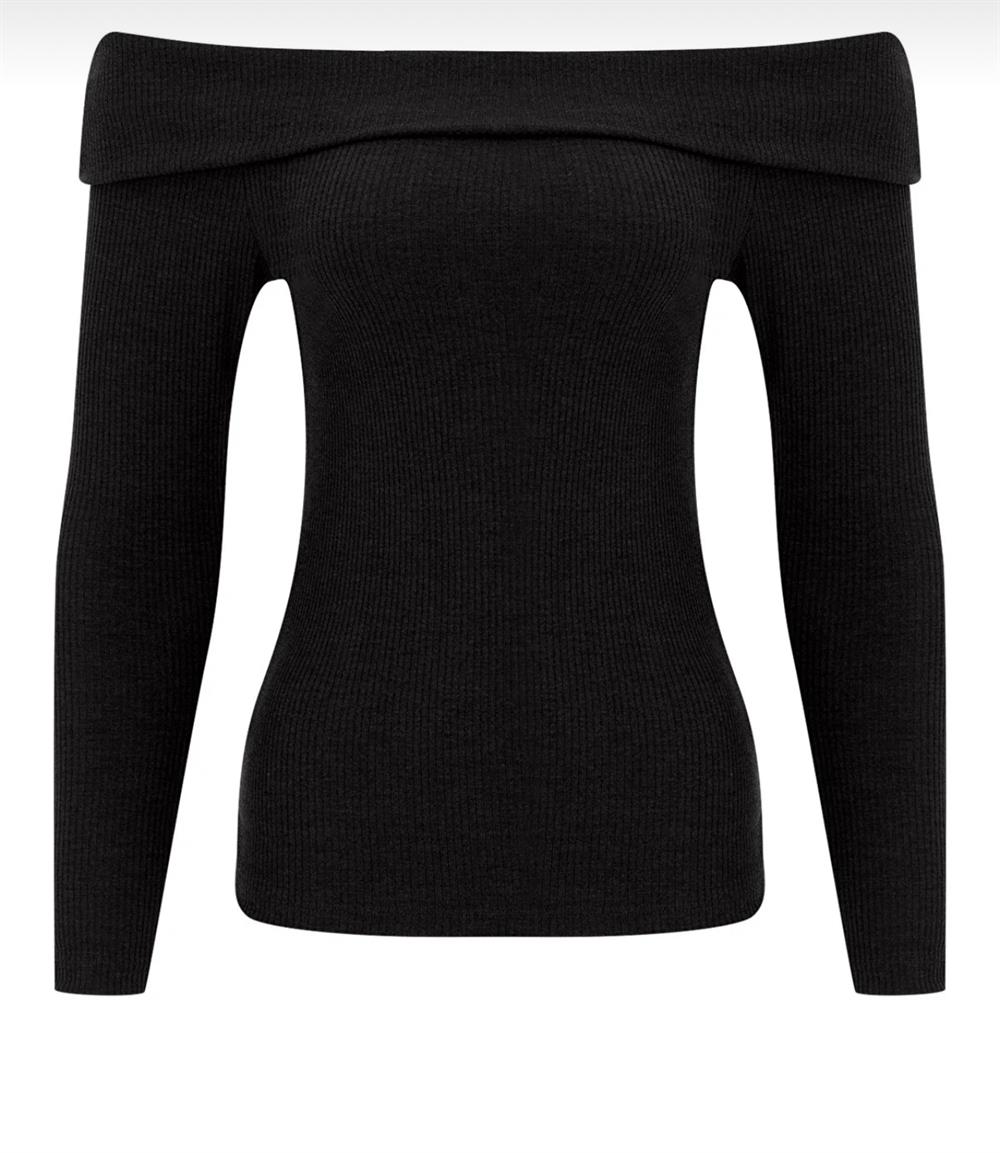 Angeliq Siyah  Düşük Omuzlu Kaşkorse Body