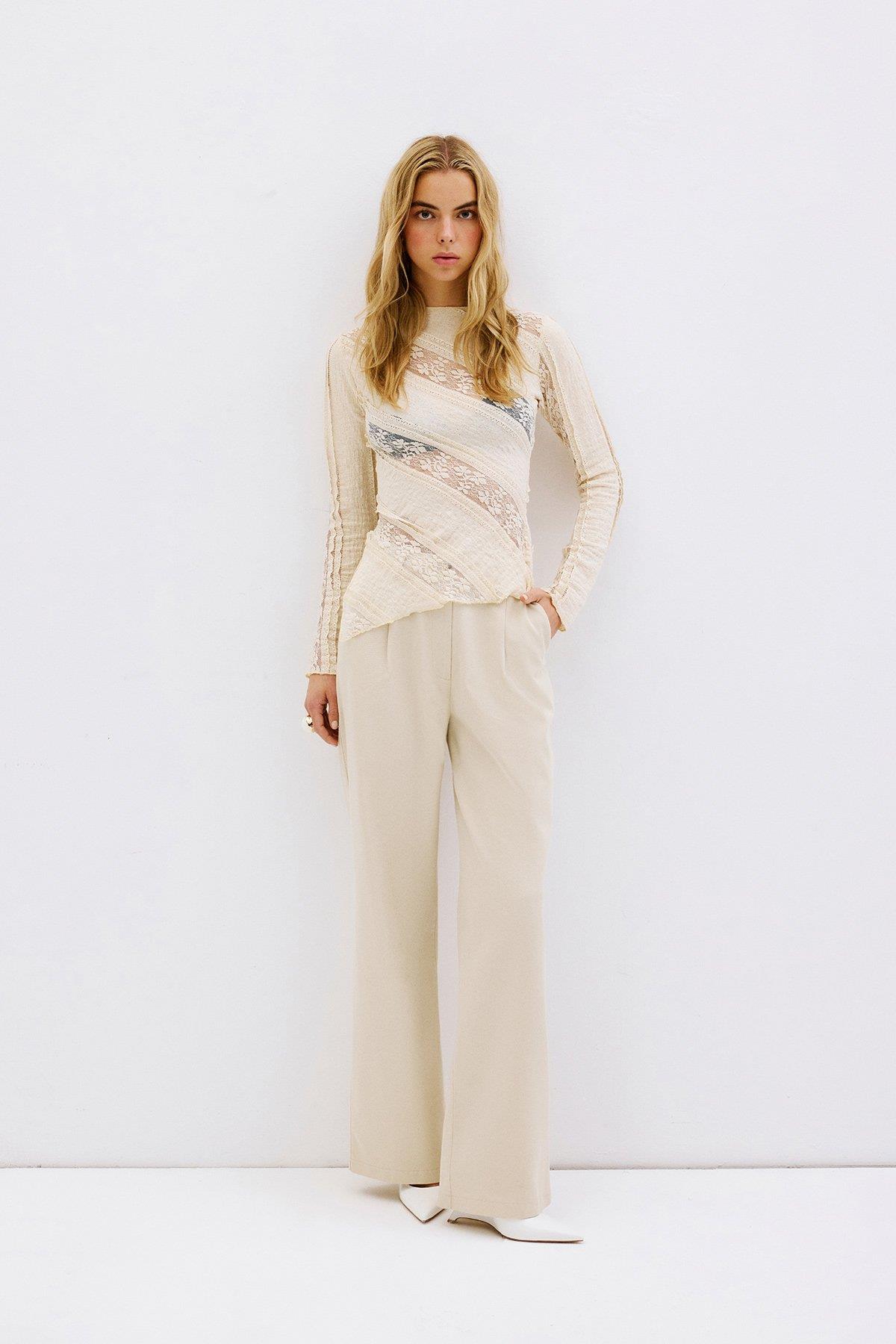 Bej palazzo pantolon