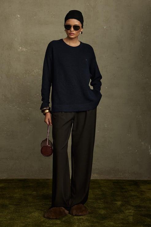 Siyah Caroline Basic İnce Kazak