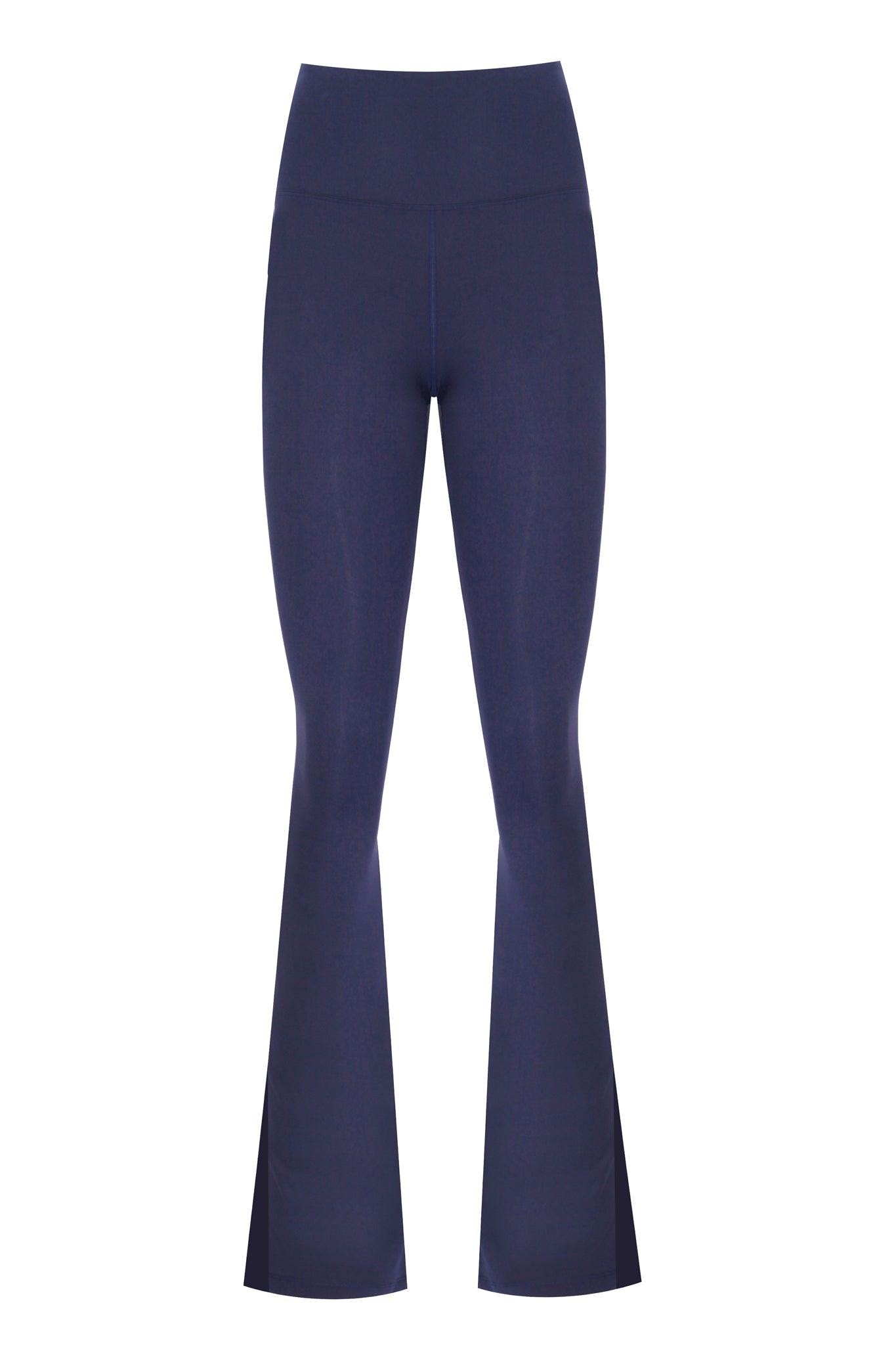 Split Flare Navy Blue Matt Leggings