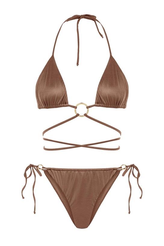 Bağlamalı Açık Kahve Bikini Takım  (210-1217)