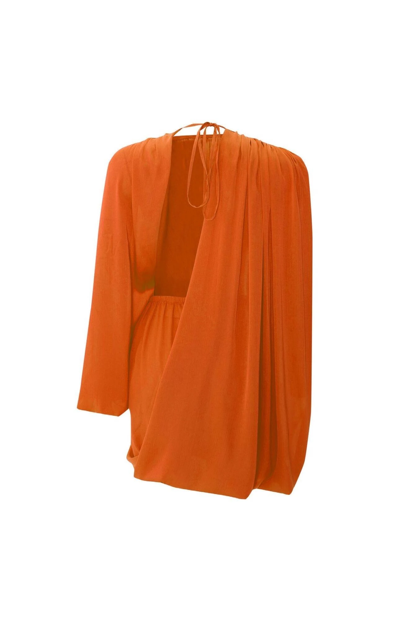 ONE SHOULDER CAPE DETAILED MINI DRESS ORANGE