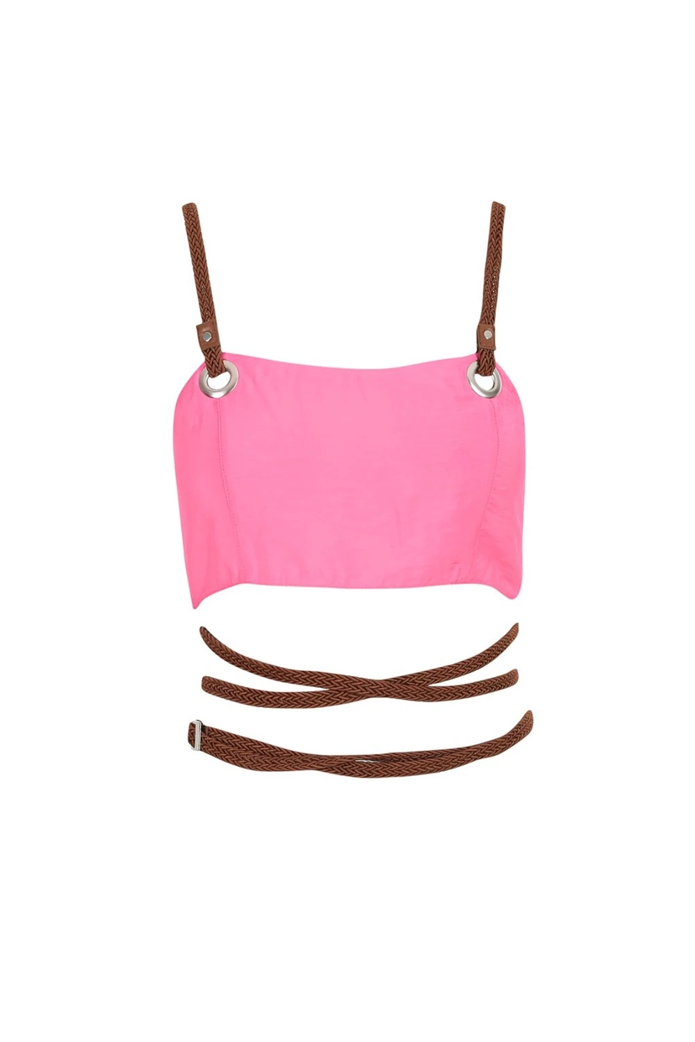 Pembe Örgü İp Detaylı Büstiyer