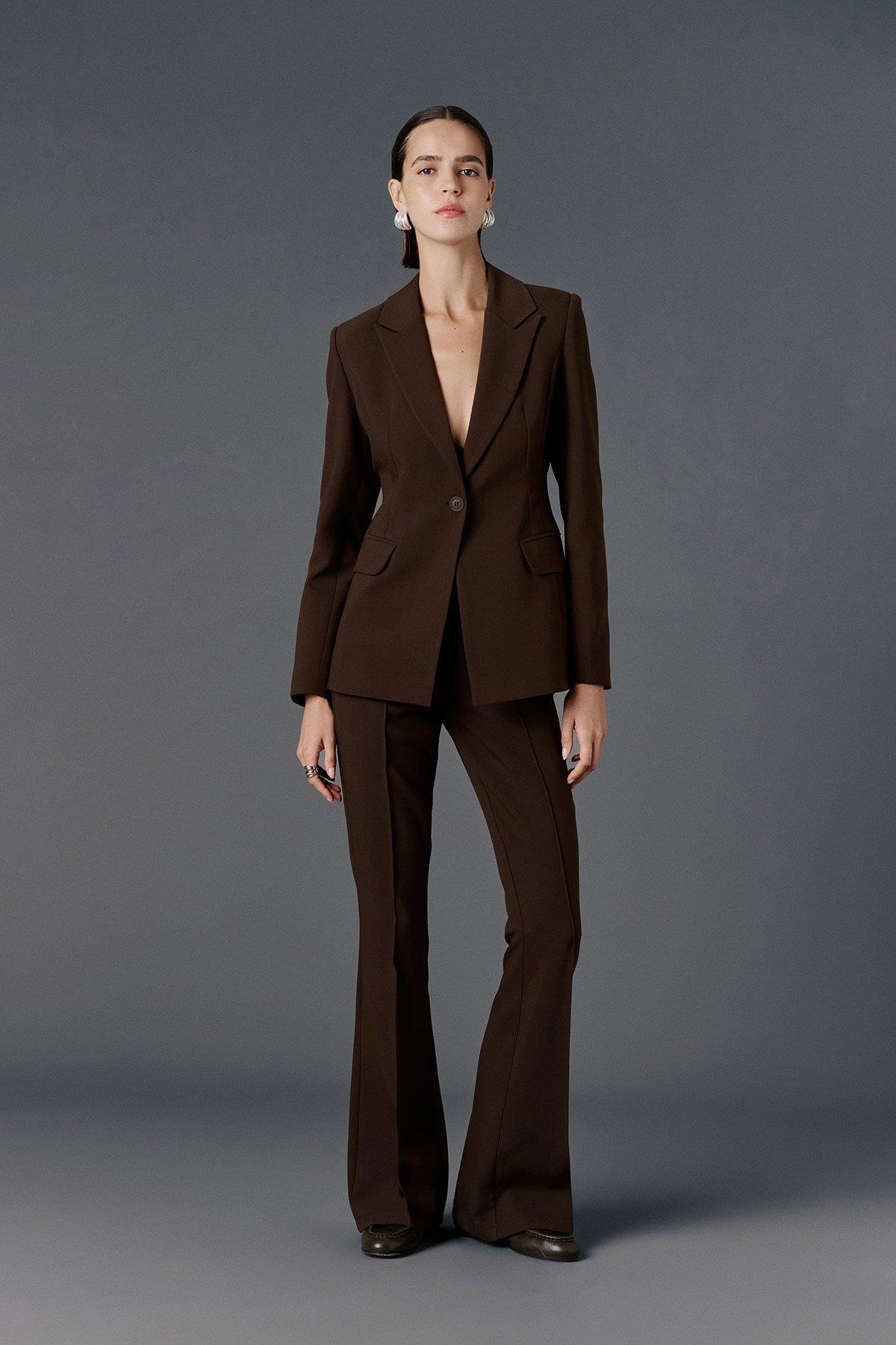 Fitted Kesim Blazer Ceket kahve