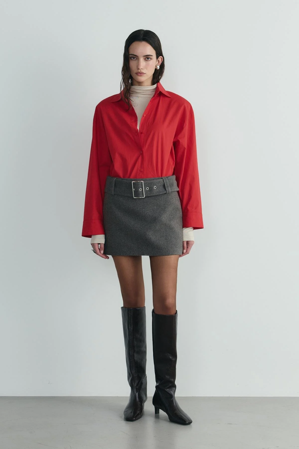 Kırmızı Page Oversize Gömlek