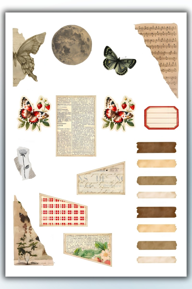 3'Lü Vintage Sticker Planner Ajanda Bullet Journal için Uygun Set