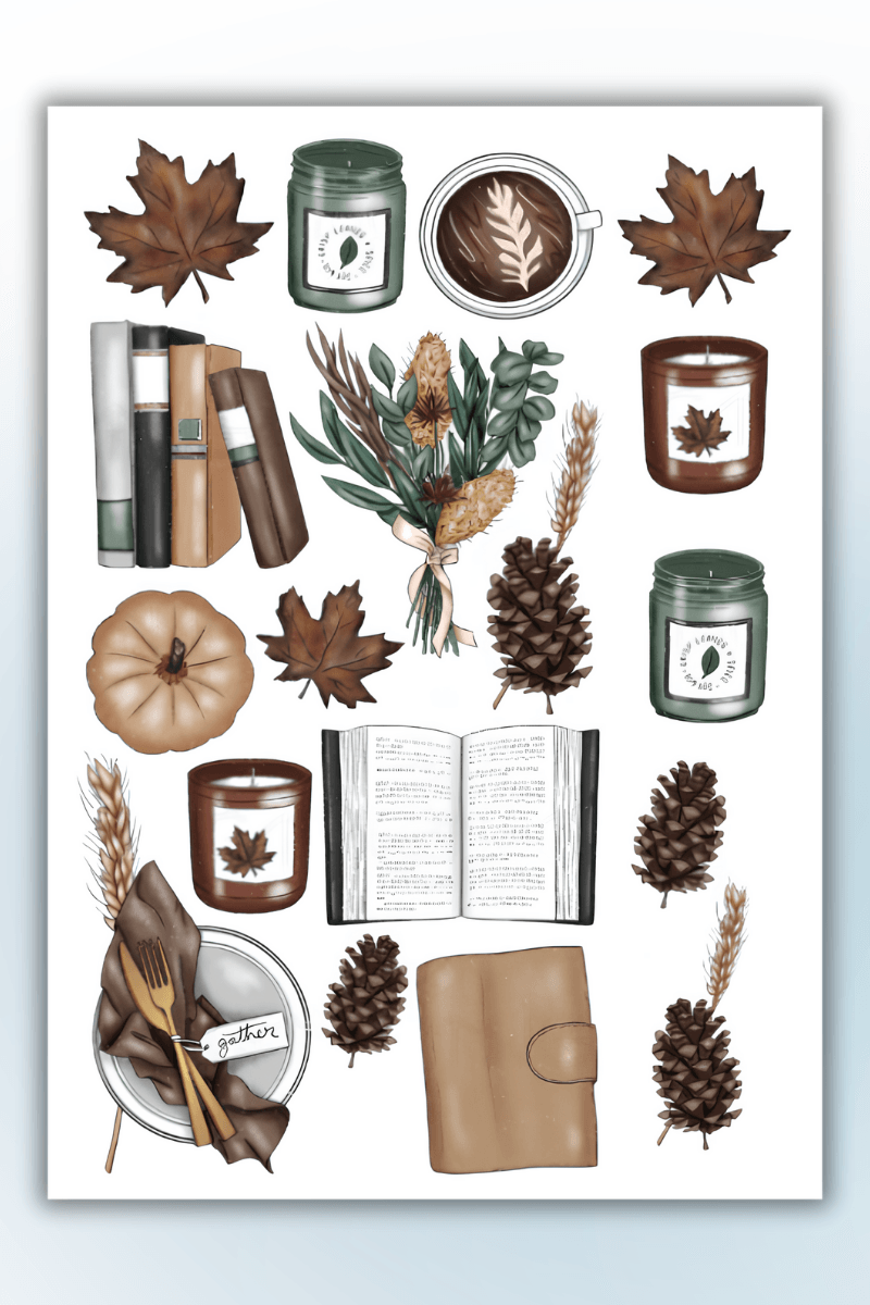 Birikiyedi 5'li Vintage Sticker Planner Ajanda Bullet Journal İçin Uygun Set