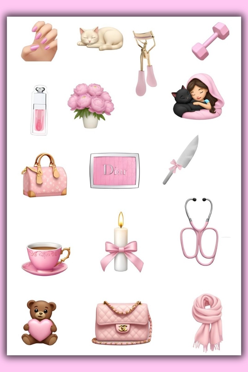 5'Li Pembe Temalı Planner Sticker Set-Çıkartma,Ajanda,Günlük