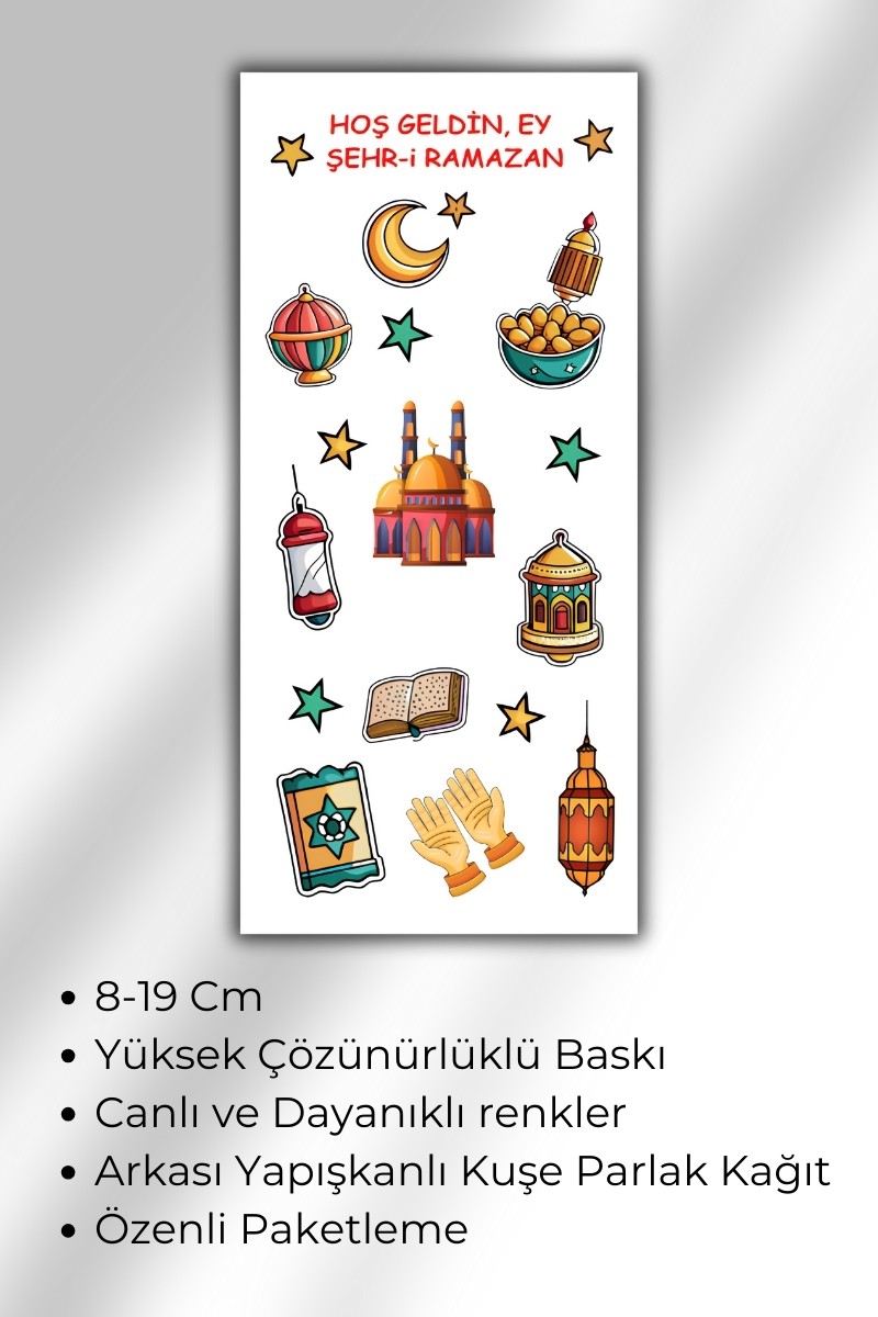 6' Lı Ramazan ve İslami Temalı Sticker Seti / Bullet Journal Scrapbook Kolaj için uygun