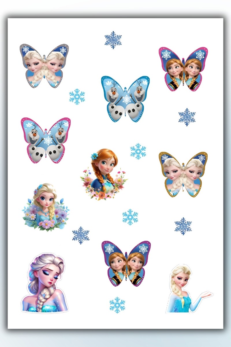 Birikiyedi Frozen Elsa 2 Li Set Sticker Telefon Laptop Notebook Tablet Defter Matara Etiket