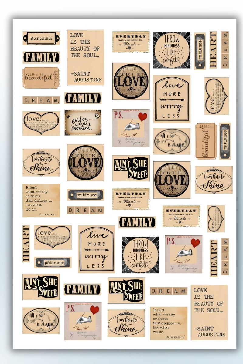 Birikiyedi Vintage Temalı Sticker  Planner Ajanda Bullet Journal İçin Uygun
