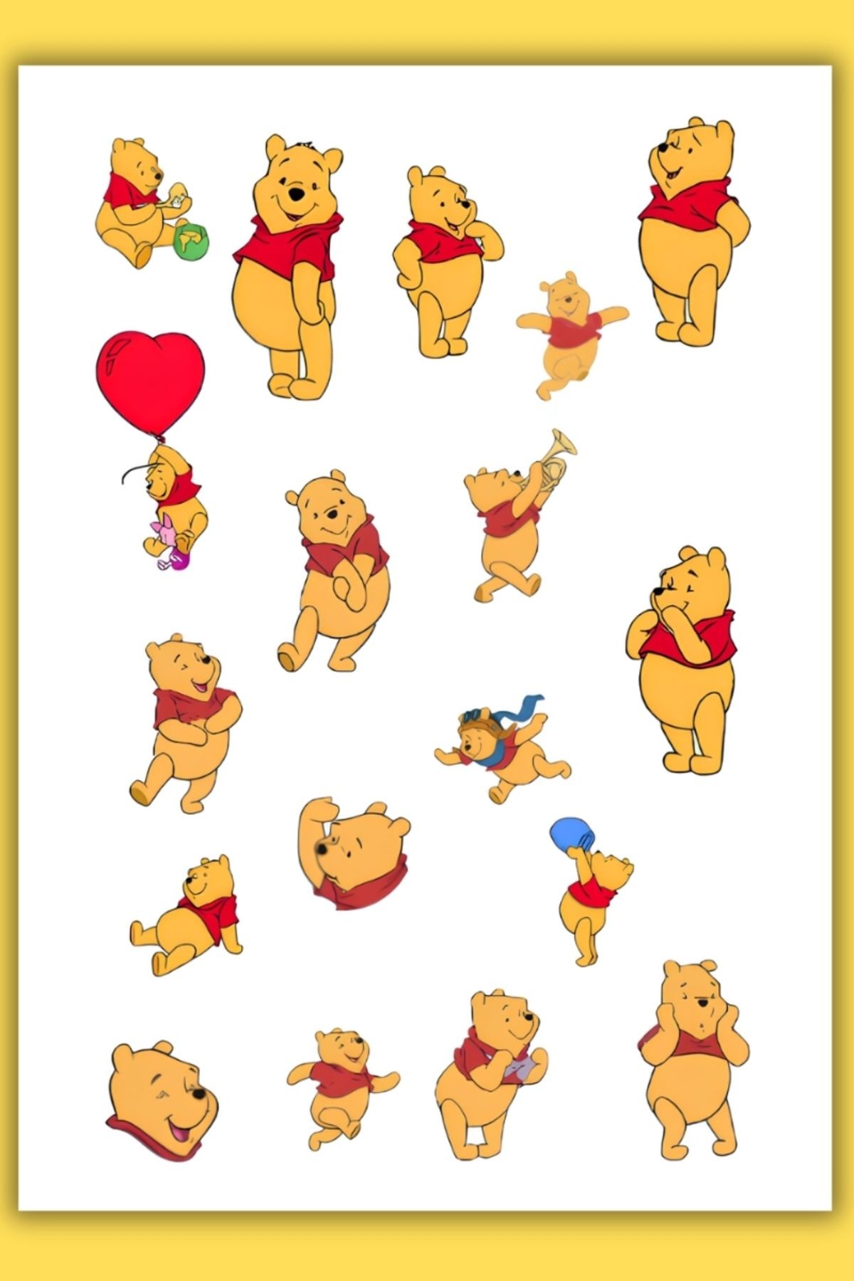 2'Li Winnie The Pooh Sticker Set Telefon Laptop Notebook Tablet Defter Matara Stiker Etiket
