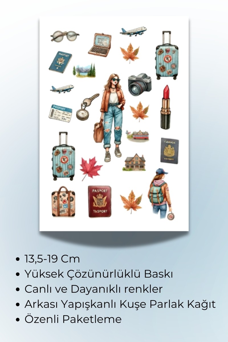 Seyahat Temalı Sticker Planner Ajanda Bullet Journal Için Uygun