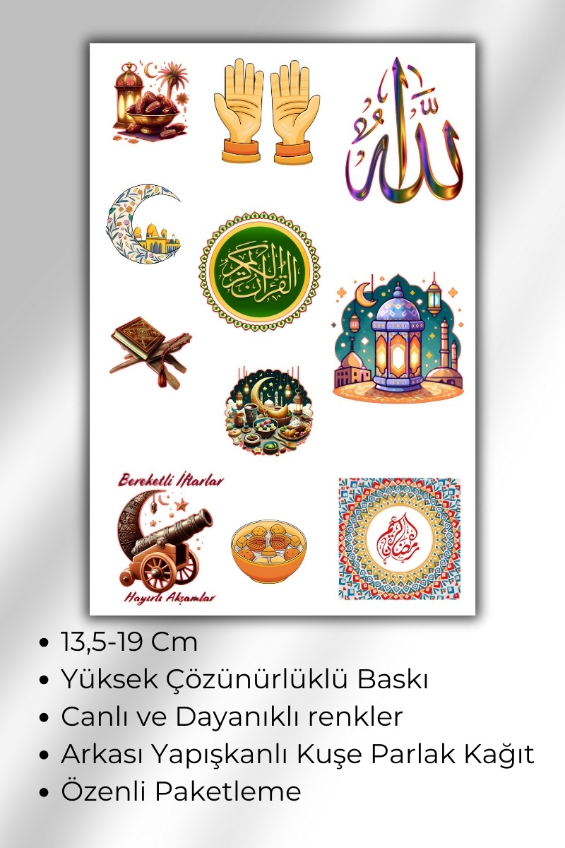 6' Lı Ramazan ve İslami Temalı Sticker Seti / Bullet Journal Scrapbook Kolaj için uygun