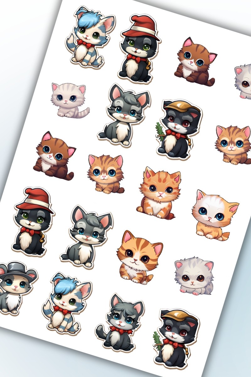 Birikiyedi Sevimli Kedi Temalı Sticker Planner Ajanda Bullet Journal Için Uygun