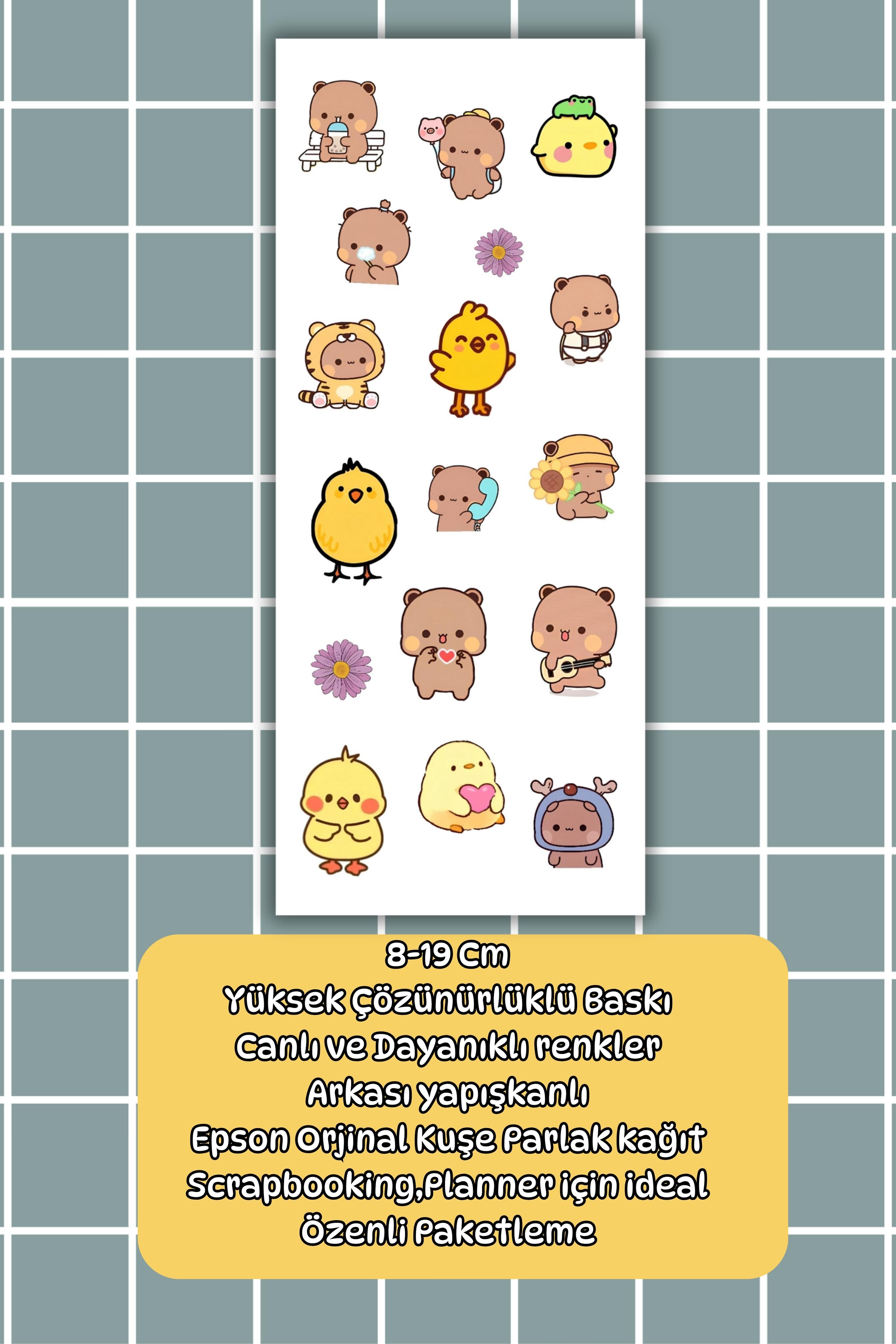 3’lü Mood Sticker Seti  Sevimli Karakter Çıkartma Sayfaları Ajanda, Bullet Journal,Laptop