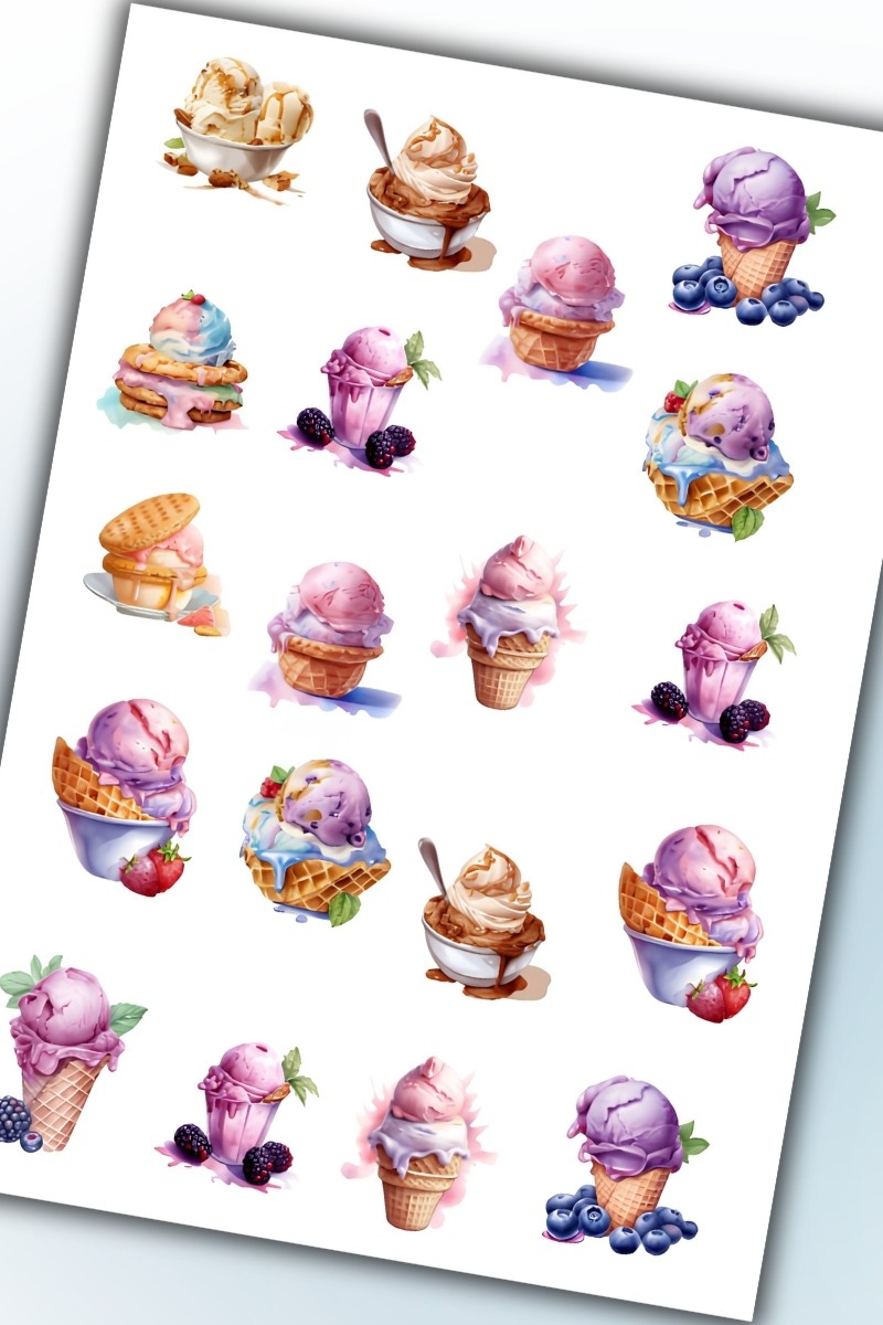 Birikiyedi Dondurma Temalı   Sticker Planlayıcı Planner Ajanda Bullet Journal İçin Uygun