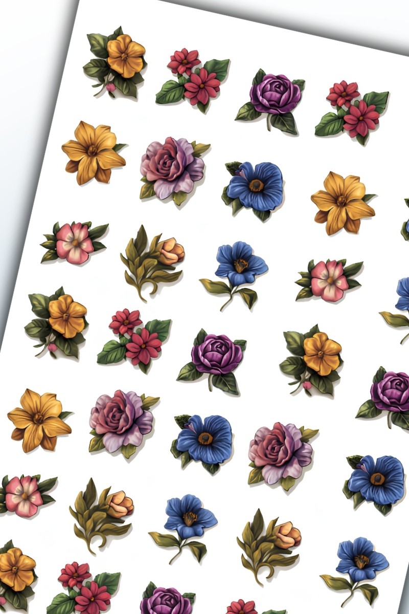 Birikiyedi Çiçek Temalı Sticker Planner Ajanda Bullet Journal Için Uygun