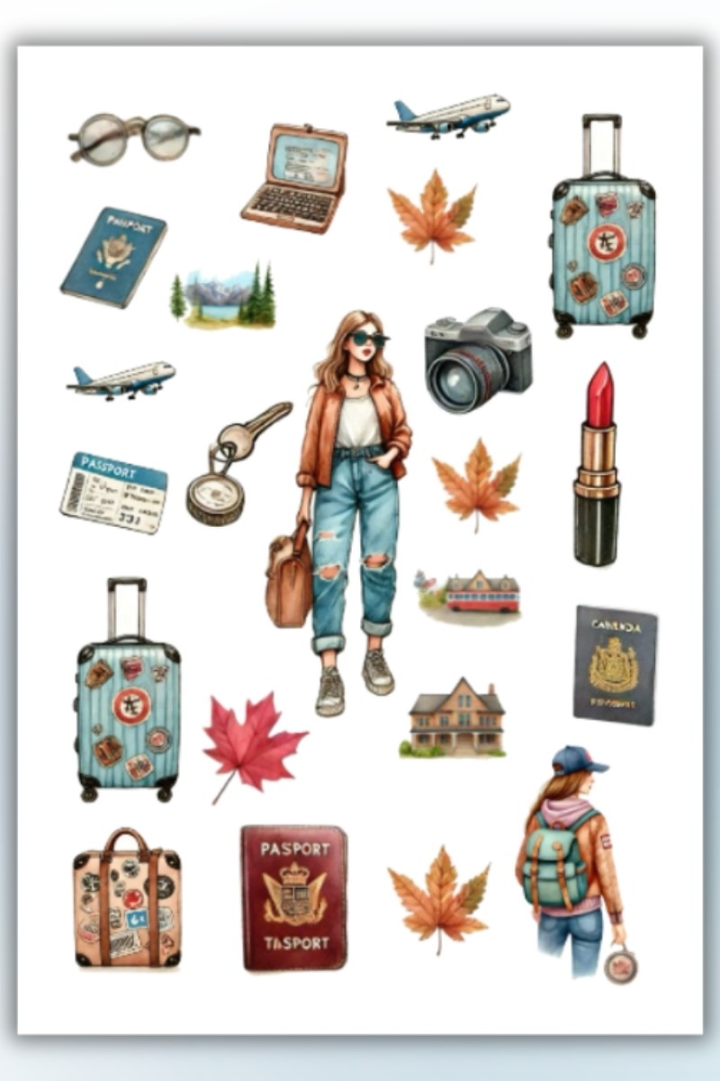 Seyahat Temalı Sticker Planner Ajanda Bullet Journal Için Uygun