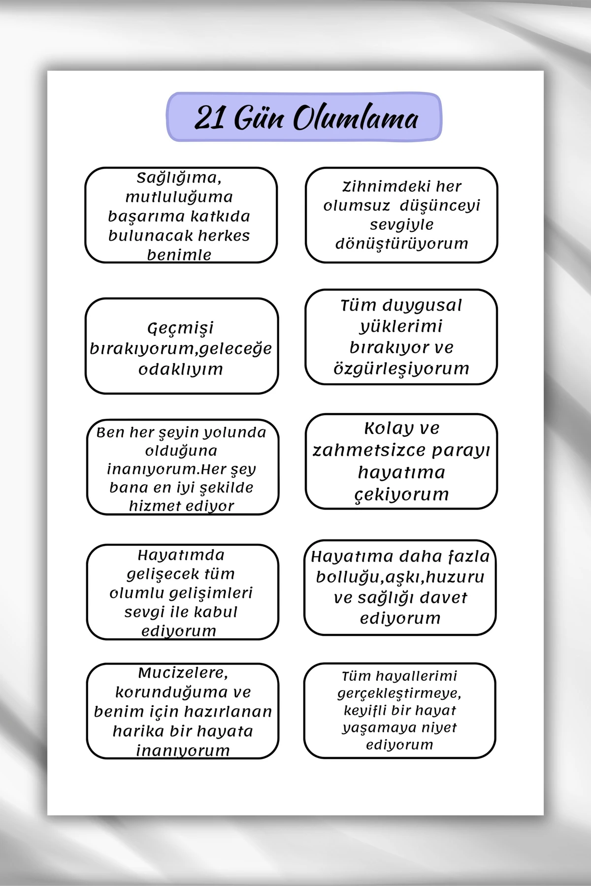 2 Sayfalık Olumlama Sticker Seti/Manifest/Motivasyon/Bullet Journal için Uygun