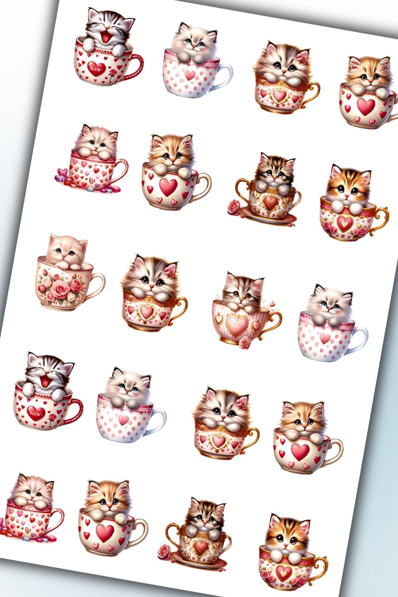 Sevimli Kedi Sticker Bullet Journal Sticker / Defter / Ajanda / Çıkartma yaklaşık A5 ebatında