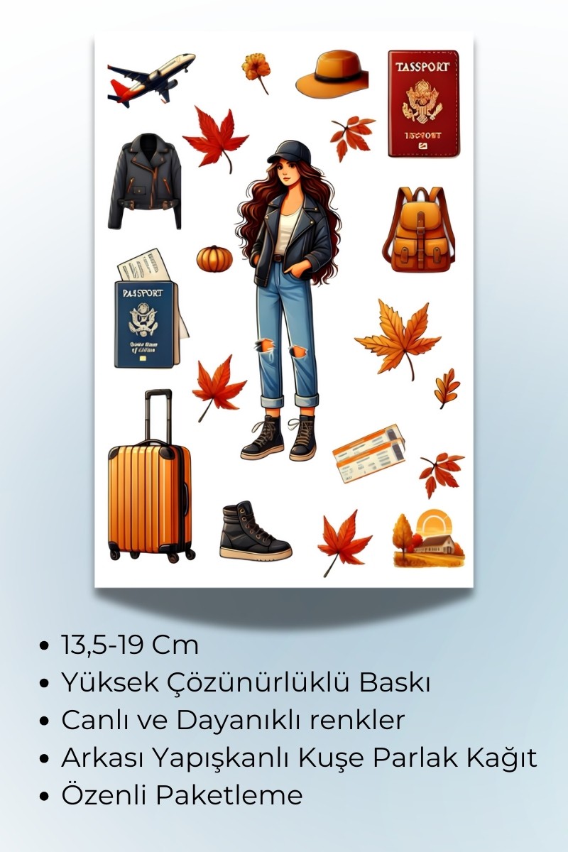 Birikiyedi Seyahat Temalı Sticker Planner Ajanda Bullet Journal Için Uygun