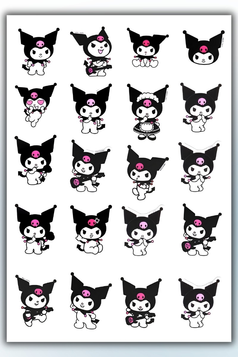 Birikiyedi Kuromi Sanrio Sticker Set - 3 Sayfa  60+  Etiket