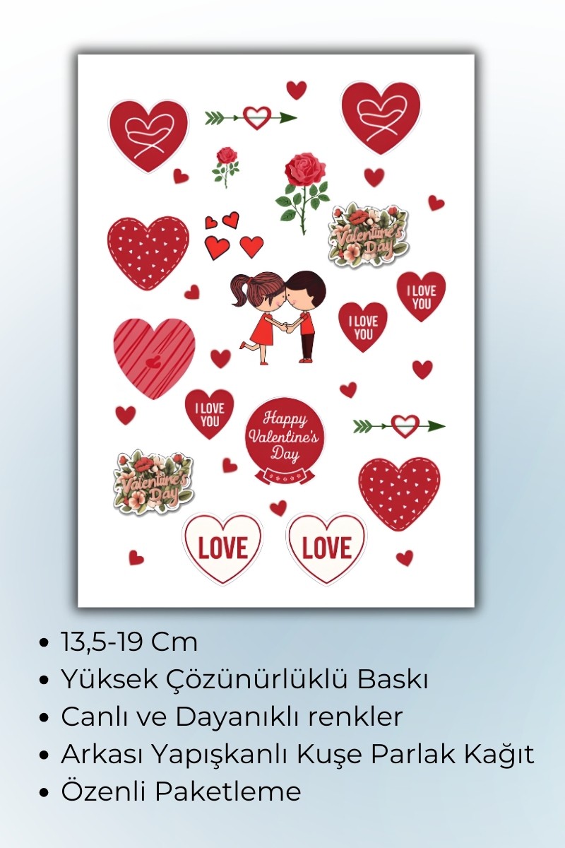 Birikiyedi Sevgi Temalı Sticker Planner Ajanda Bullet Journal Için Uygun