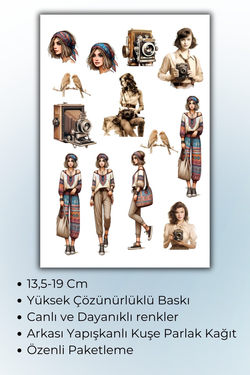 Birikiyedi Vintage Temalı 2'Li Set Sticker Planner Ajanda Bullet Journal Için Uygun