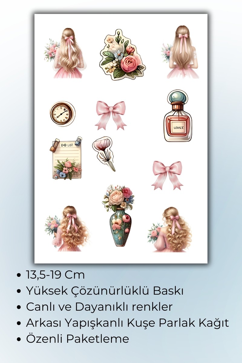 4 Lü Genç Kız Sticker Planner Ajanda Bullet Journal İçin Uygun Set